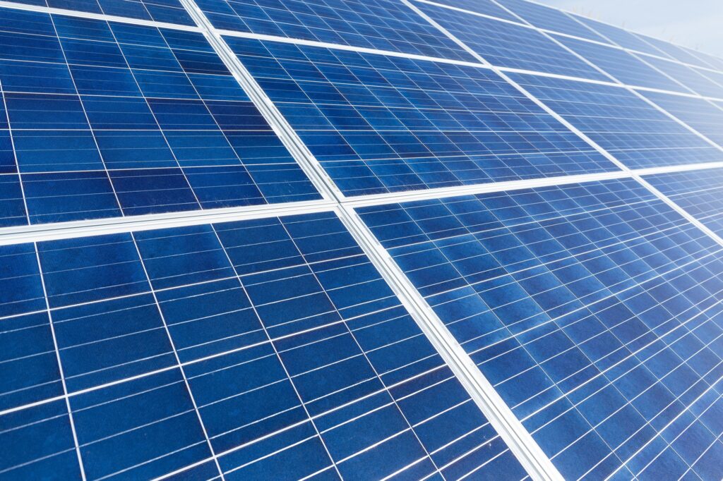 Solar panel and blue sky
